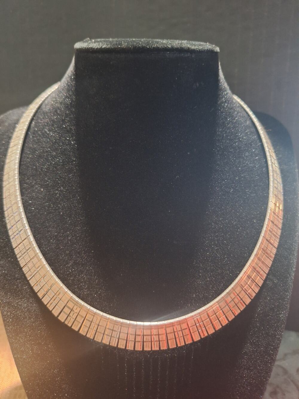 Vintage Italian Sterling Silver Collar Choker Necklace 925 Italy Geometric Tile